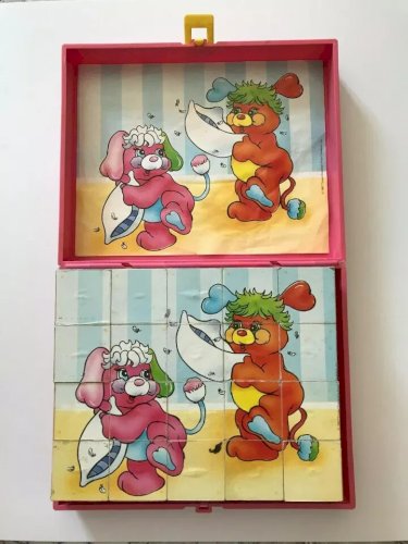 24⚜France Jouets Premier Jeu D'éveil Boite A Cubes 20 Cubes Popples Vintage 1987