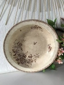 25 ⚜️ Antique Gien Opaque Porcelain Plate Vintage Cast Iron Diameter 28 Cm