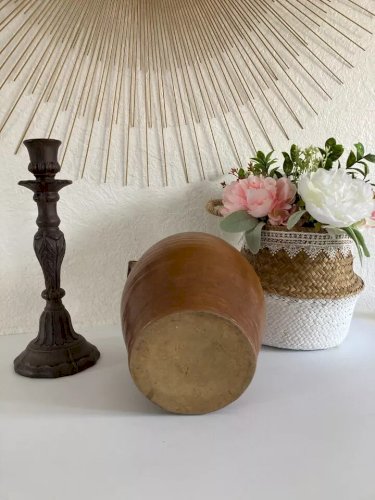 25 ⚜️  Ancien Pot en Grés Vintage Hauteur 19 Cm