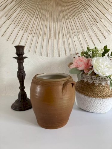 25 ⚜️  Ancien Pot en Grés Vintage Hauteur 19 Cm