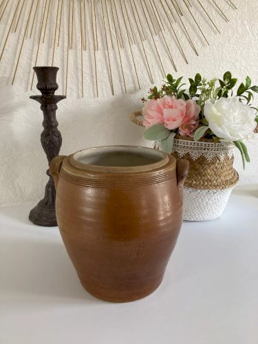25 ⚜️  Ancien Pot en Grés Vintage Hauteur 19 Cm