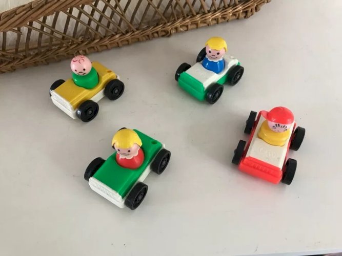 25 ⚜️ Ancien Véhicule Quatre Voitures De Couleur Fisher Price Vintage