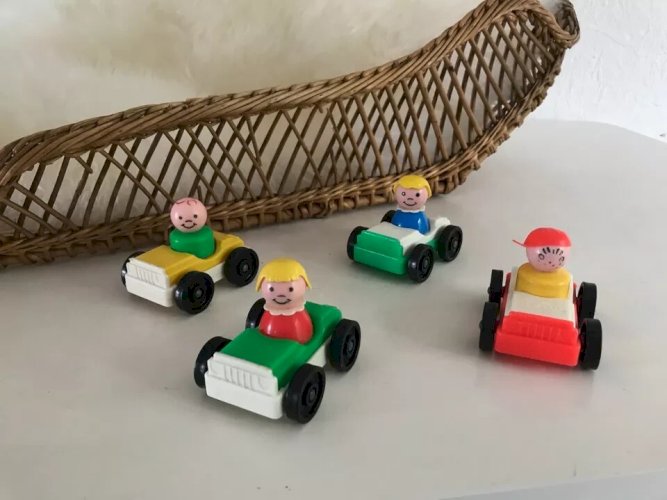 25 ⚜️ Ancien Véhicule Quatre Voitures De Couleur Fisher Price Vintage