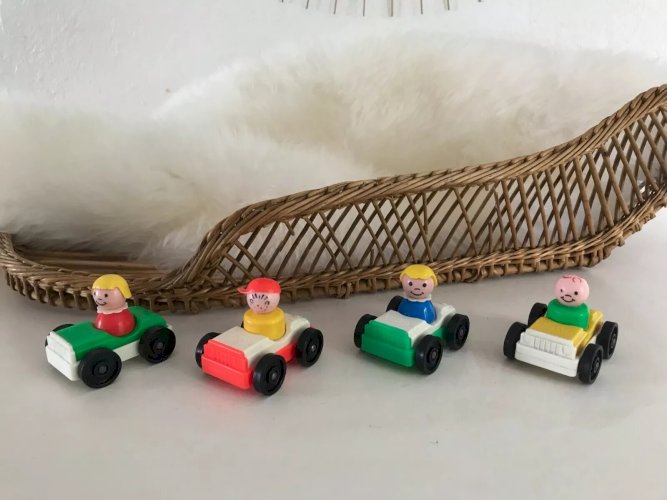 25 ⚜️ Ancien Véhicule Quatre Voitures De Couleur Fisher Price Vintage