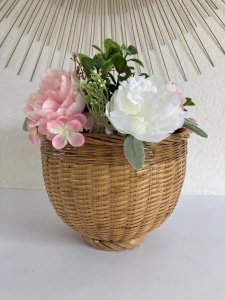 26 ⚜️ Vintage Rattan Wicker Round Pot Cache Height 20 Cm