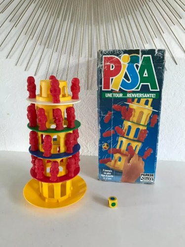 26⚜️ Ancien Jeu de Société Pisa Une Tour Renversante Parker Complet Vintage