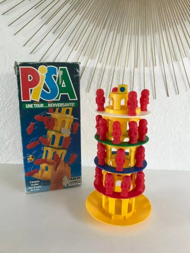 26⚜️ Ancien Jeu de Société Pisa Une Tour Renversante Parker Complet Vintage