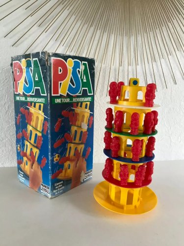 26⚜️ Ancien Jeu de Société Pisa Une Tour Renversante Parker Complet Vintage