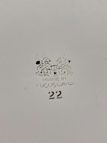 27⚜️ Ancienne Casserole en Tôle Émaillée 22 Couleur Blanche Liseré Bleu Vintage
