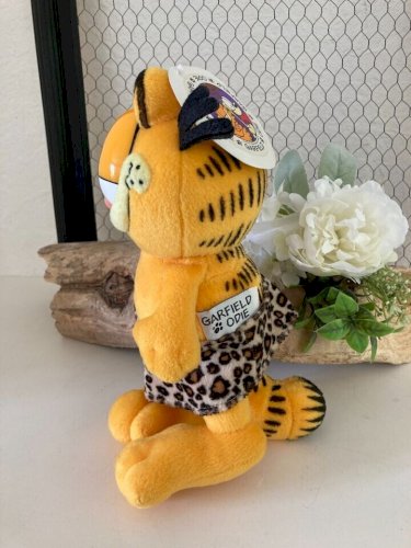 27⚜️ Ancienne Peluche Doudou Le Chat Garfield en Tenue de Léopard Hauteur 25 Cm