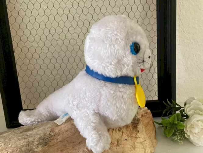 28 ⚜️ Ancienne Peluche Doudou Bébé Phoque Bibifoc Vintage Longueur 24 Cm