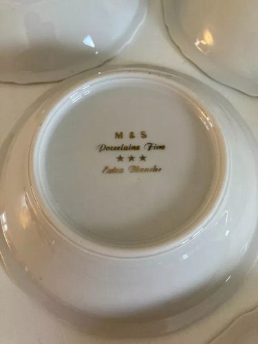 29⚜️ 6 Anciennes Petites Coupelles M&S Porcelaine Fine Extra Blanche Décor Rose