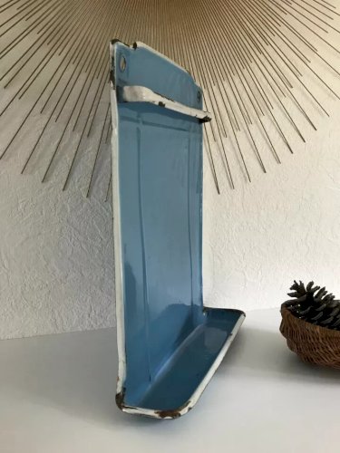 29 ⚜️ Ancien Égouttoir Mural en Tôle Émaillée Pour Ustensiles de Cuisine Vintage