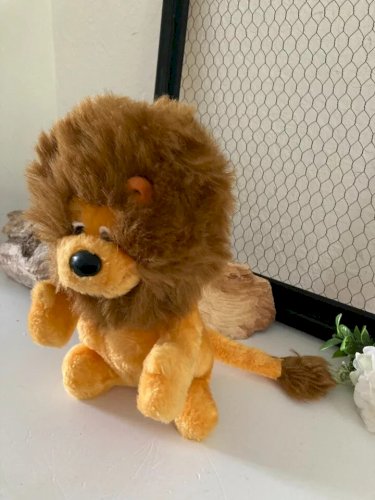 29⚜️ Ancienne Peluche Mascotte Le Lion Jaune LCL Crédit Lyonnais Vintage H 25 Cm