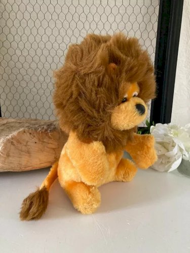 29⚜️ Ancienne Peluche Mascotte Le Lion Jaune LCL Crédit Lyonnais Vintage H 25 Cm