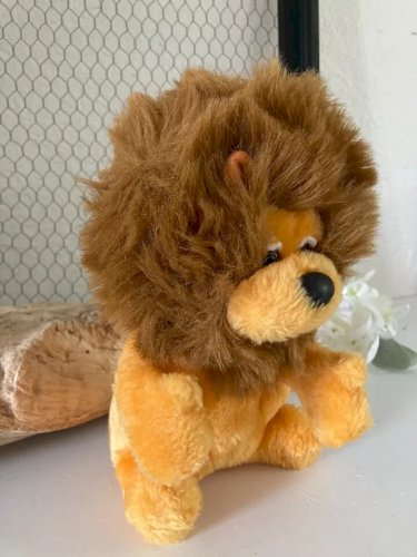 29⚜️ Ancienne Peluche Mascotte Le Lion Jaune LCL Crédit Lyonnais Vintage H 25 Cm