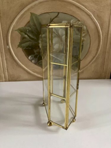 29 ⚜️  Ancienne Petite Vitrine Décoratif en Laiton Vintage