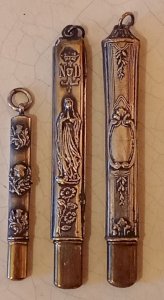 3 Ancien Crayon De Voyage Poche Porte Crayon Métal Argenté Old  silver metal