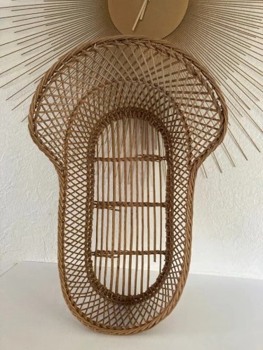 3 ⚜️  Ancien Joli Couffin en osier et Rotin Pour Pèse Bébé Vintage Authentique