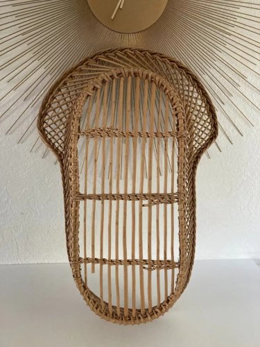 3 ⚜️  Ancien Joli Couffin en osier et Rotin Pour Pèse Bébé Vintage Authentique