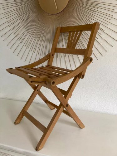 3 ⚜️ Ancienne Petite Chaise Enfant en Bois Pliante Vintage ⚜️