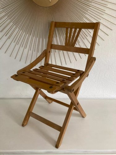 3 ⚜️ Ancienne Petite Chaise Enfant en Bois Pliante Vintage ⚜️