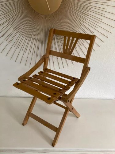 3 ⚜️ Ancienne Petite Chaise Enfant en Bois Pliante Vintage ⚜️