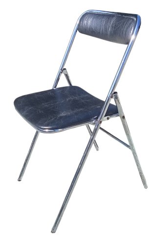 3 Anciennes Chaise Pliante Vintage Design 20 Ème Souvignet Métal  Chromé Skaï