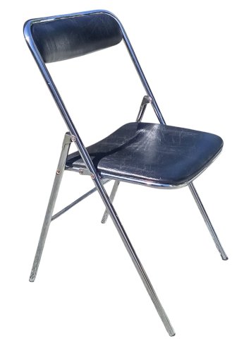 3 Anciennes Chaise Pliante Vintage Design 20 Ème Souvignet Métal  Chromé Skaï