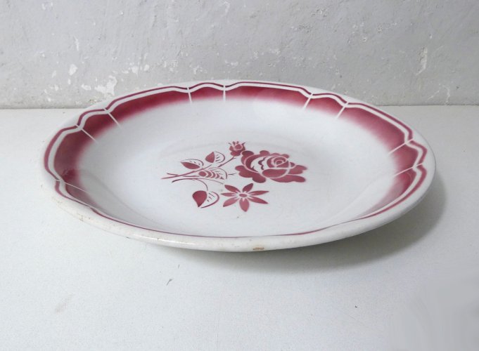 3 anciens plats de grand-mère FB Digoin creux ovale et à tarte ou gateau vintage