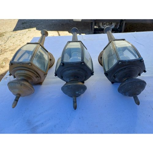 3 Appliques Laiton et Verre