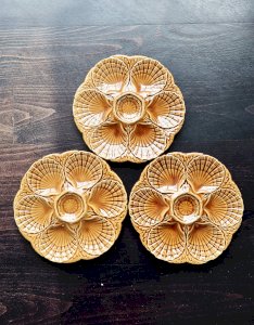 3 assiettes à huîtres vintage Sarreguemines – Barbotine