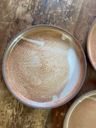 3 assiettes en grès émaillé vintage