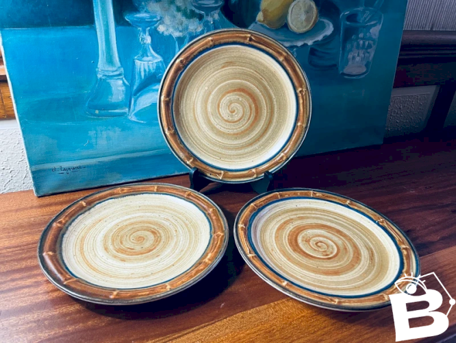 3 assiettes vintage Gien « Bambou »