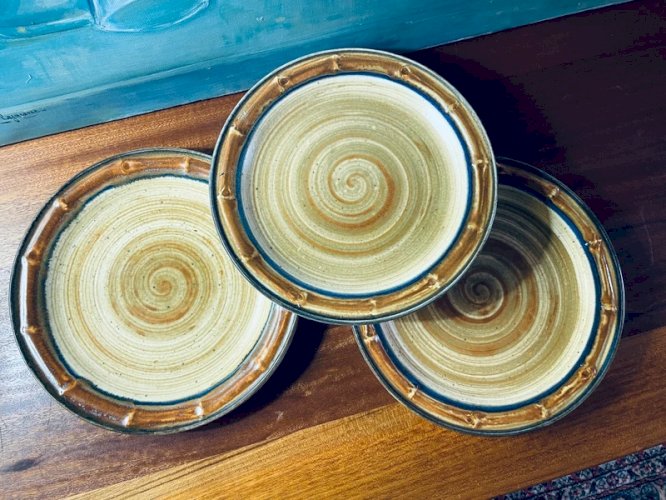 3 assiettes vintage Gien « Bambou »