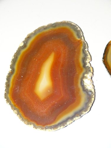 -3 BELLES TRANCHES D'AGATE COULEUR BLEUE ROUILLE ET MARRON COLLECTION VITRINE D