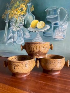 3 bols en grès pyrité vintage signés