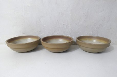 3 vintage stoneware bowls