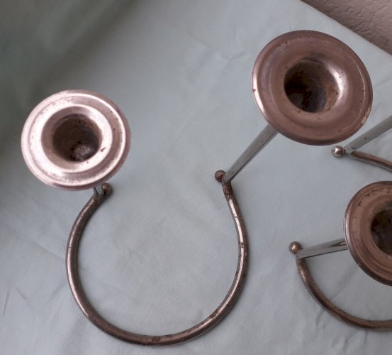 3 bougeoirs doubles en métal