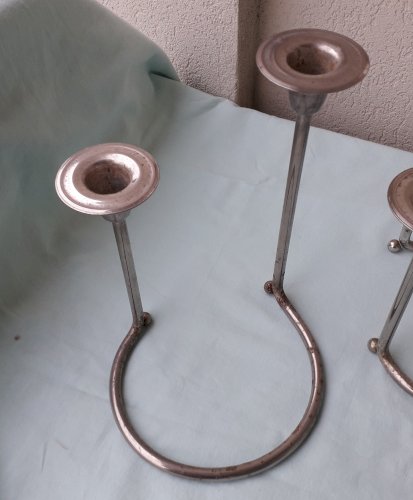 3 bougeoirs doubles en métal