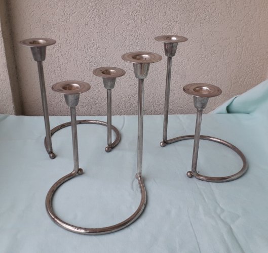 3 bougeoirs doubles en métal