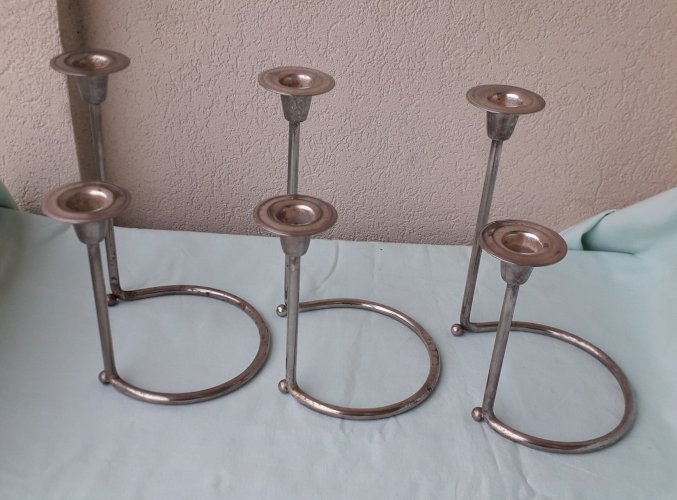 3 bougeoirs doubles en métal