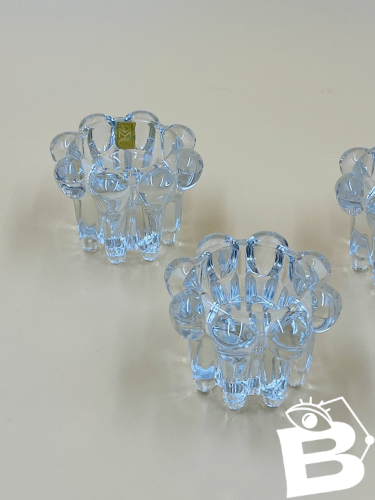 3 bougeoirs vintage en verre – Verrerie de Reims