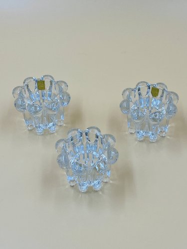 3 bougeoirs vintage en verre – Verrerie de Reims