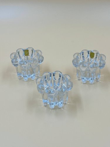 3 bougeoirs vintage en verre – Verrerie de Reims