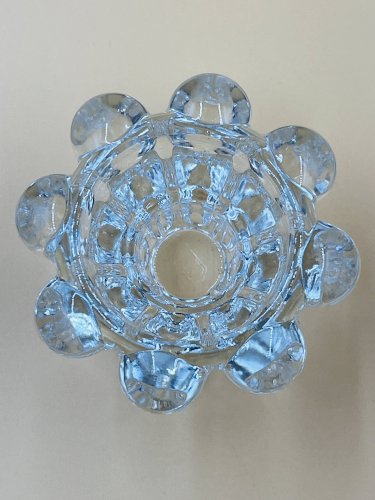 3 bougeoirs vintage en verre – Verrerie de Reims