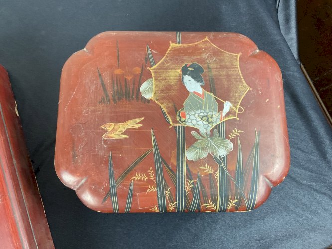 3 Coffrets , boîte en Laque Décor oiseaux …….Japon - XIXème