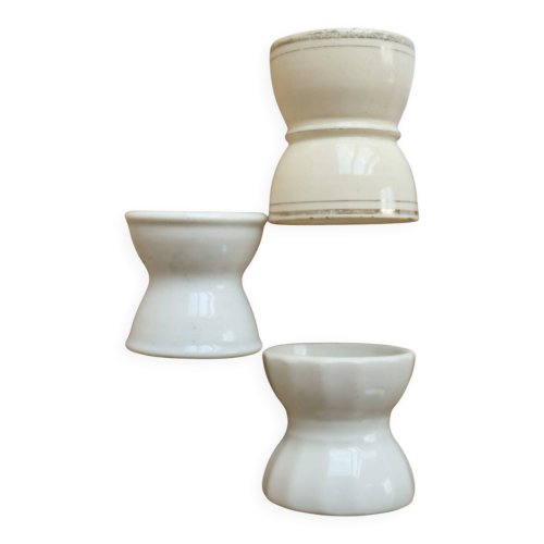 3 coquetiers diabolo vintage dépareillées faïence
