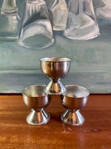 3 coquetiers en inox vintage