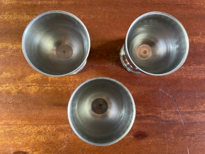 3 coquetiers en inox vintage